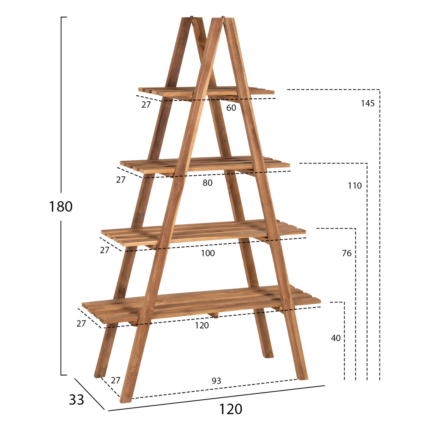 ΒΙΒΛΙΟΘΗΚΗ STAM TEAK ΞΥΛΟ ΣΕ ΦΥΣΙΚΟ ΧΡΩΜΑ 120x33x180