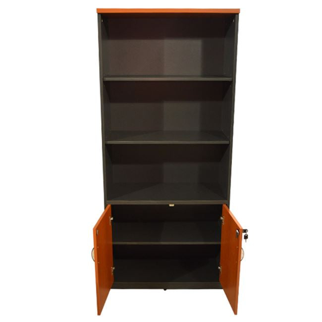 PROFESSIONAL OFFICE BOOKCASE SIENNA CHERRY WITH 2 DOORS 80x39x179