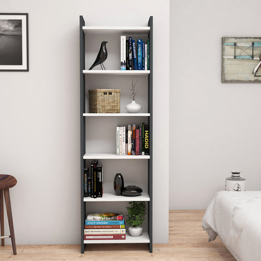 ΒΙΒΛΙΟΘΗΚΗ CLASSIKER ΜΕΛΑΜΙΝΗΣ ΓΚΡΙ ΛΕΥΚΟ 48,5x22x160