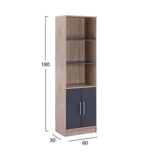 ΒΙΒΛΙΟΘΗΚΗ ΜΕΛΑΜΙΝΗΣ ENSLEY SONAMA ΓΚΡΙ 60x30x180