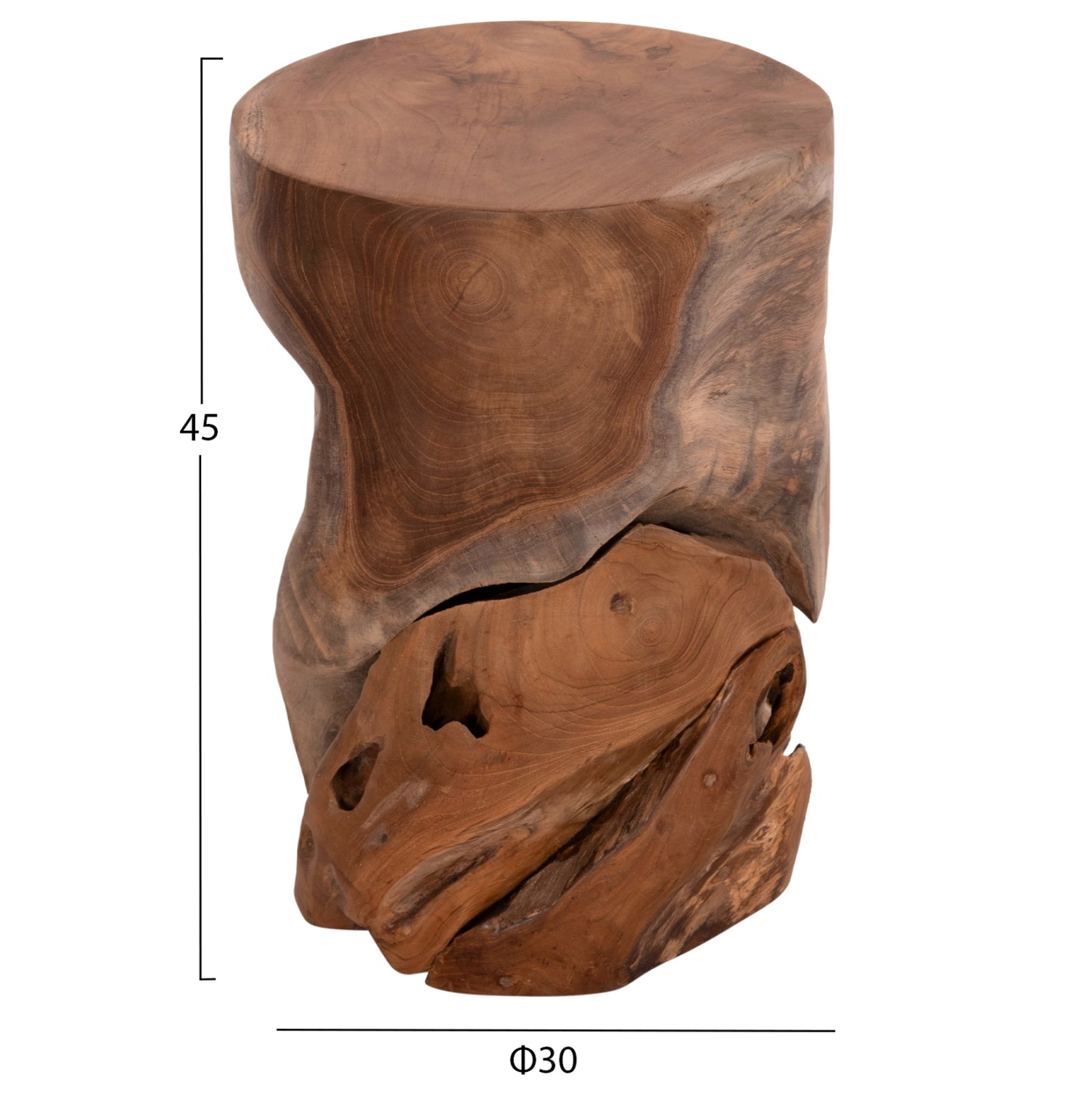 AUXILIARY STOOL/SIDE TABLE STOMP TEAK WOOD NATURAL Ø30x45