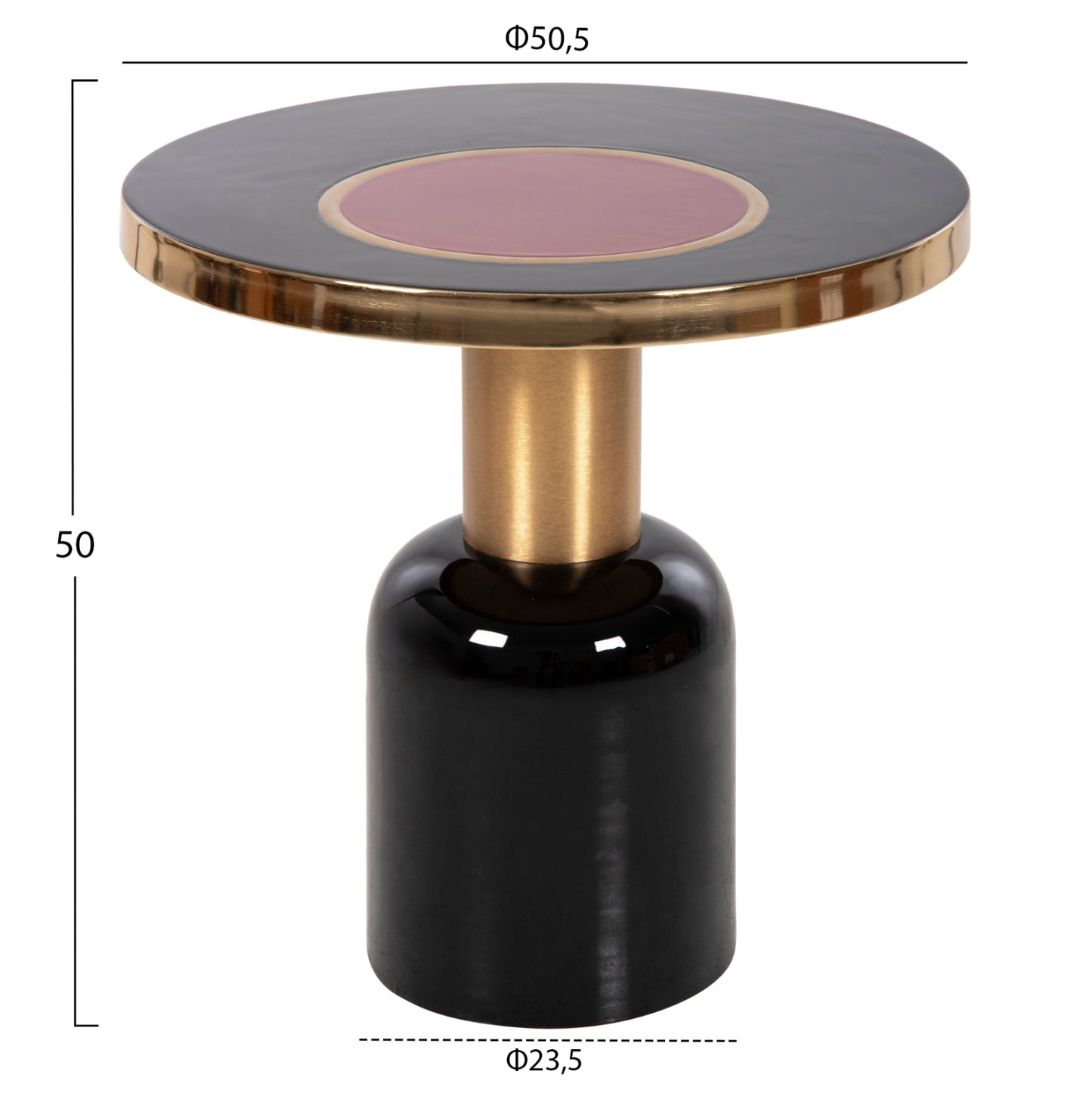 EROSE SIDE TABLE METAL BLACK GOLD CHERRY Φ50,5x50