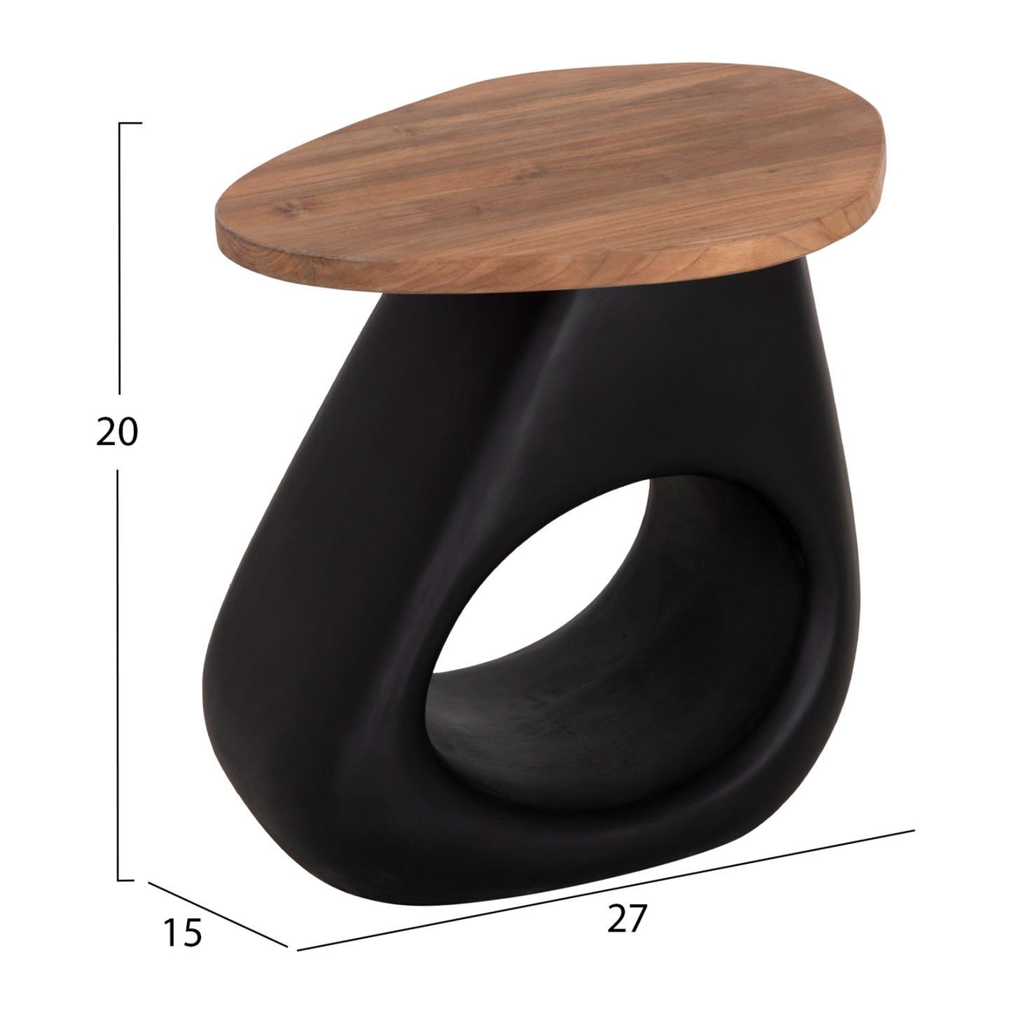 ΒΟΗΘΗΤΙΚΟ ΤΡΑΠΕΖΙ AIDA FIBER CEMENT ΜΑΥΡΟ-ΞΥΛΟ TEAK TOP 47x60x59