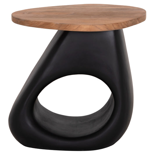 ΒΟΗΘΗΤΙΚΟ ΤΡΑΠΕΖΙ AIDA FIBER CEMENT ΜΑΥΡΟ ΞΥΛΟ TEAK TOP 47x60x59