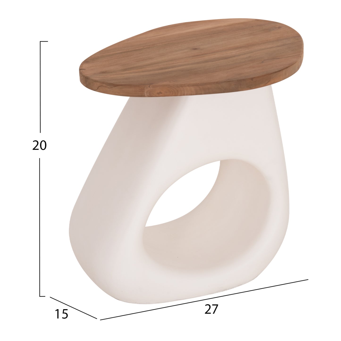 ΒΟΗΘΗΤΙΚΟ ΤΡΑΠΕΖΙ AIDA FIBER CEMENT ΛΕΥΚΟ-ΞΥΛΟ TEAK TOP 47x60x59