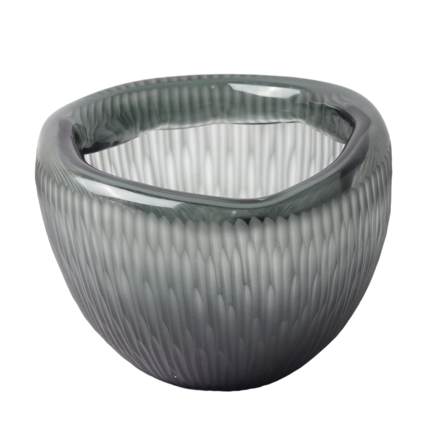 Διακοσμητικό Γυάλινο Πράσινο Κουπ Ραβδωτό 21.5x21.5x17