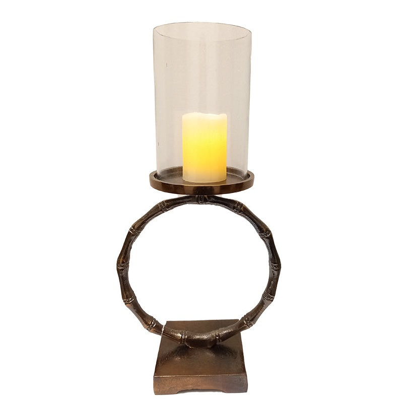 Κηροπήγιο Μπρονζέ με Γυαλί Μεταλλικό 36εκ