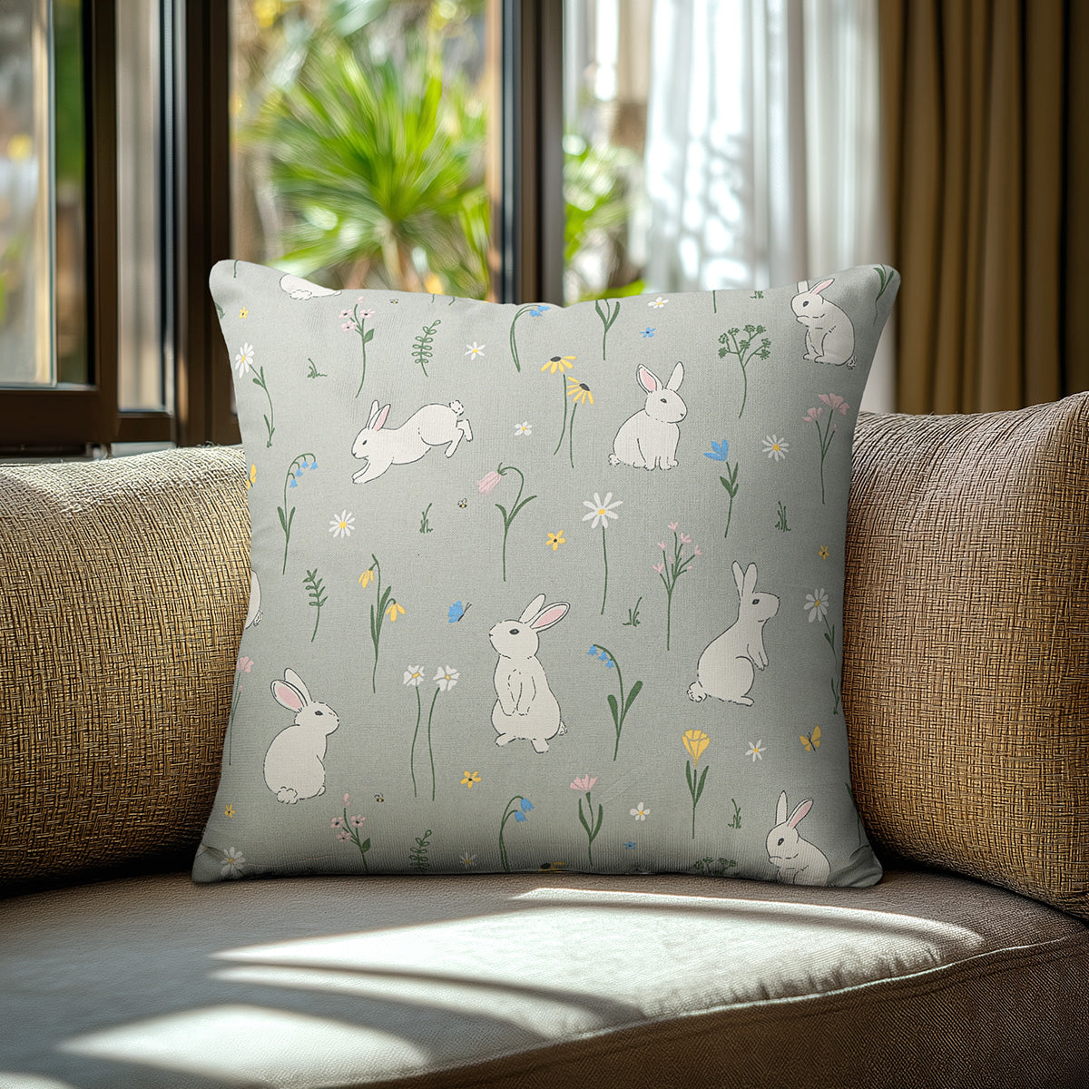 Μαξιλαροθήκη Κήπος με Λαγούς 40x40εκ