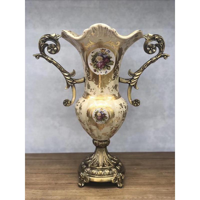 ΒΑΖΟ ΠΟΡΣΕΛΑΝΙΝΟ ΜΠΕΖ - ΧΡΥΣΟ 36x16x43