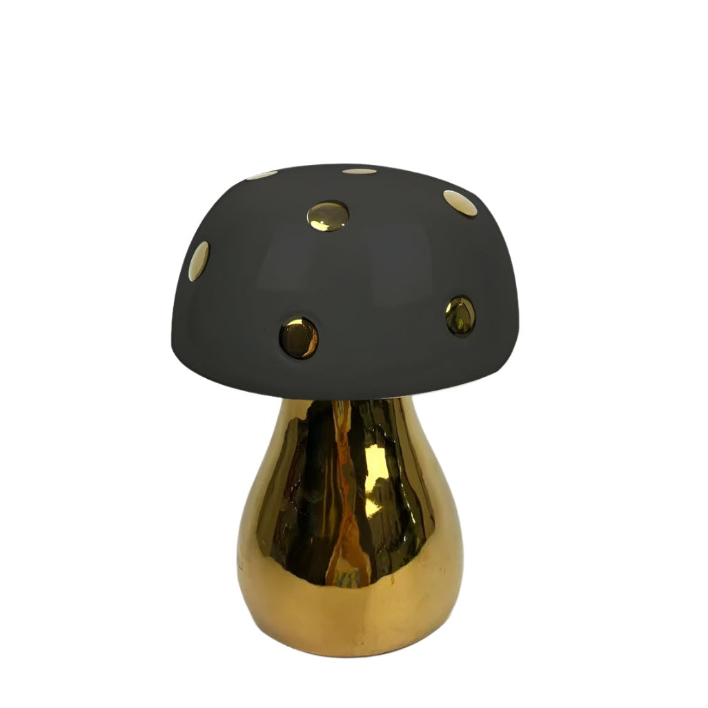Μανιτάρι Διακοσμητικό Κεραμικό Χρυσό/Μαύρο 23εκ