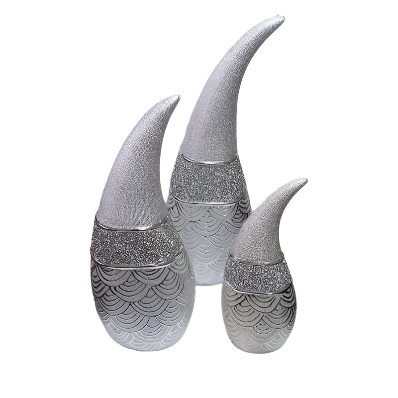 Κεραμικό Διακοσμητικό Ασημί Βάζο Φλόγα 14x11x46