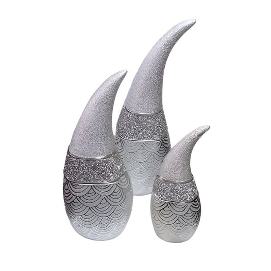 Κεραμικό Διακοσμητικό Ασημί Βάζο Φλόγα 11x10x28