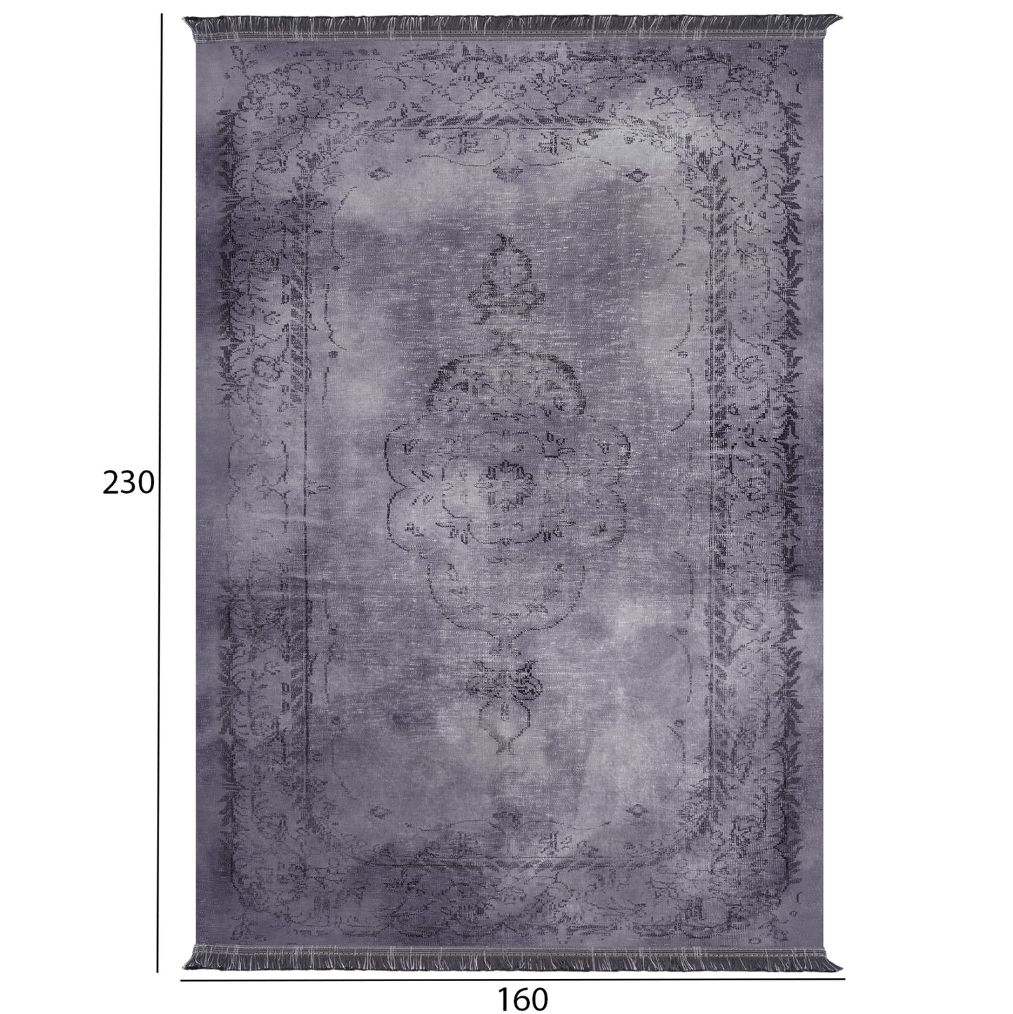 CARPET JOSIANE VINTAGE WITH FRINGES GREY 160x230cm