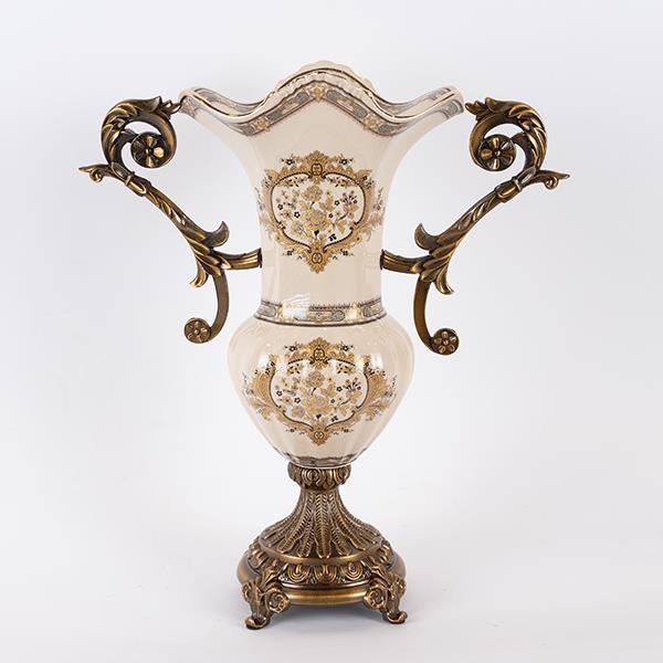 ΒΑΖΟ ΠΟΡΣΕΛΑΝΙΝΟ ΛΕΥΚΟ - ΧΡΥΣΟ 36x16x43