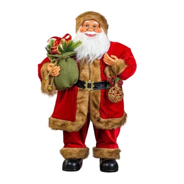 Άγιος Βασίλης Κόκκινος με Καφέ Γουνάκι 80εκ