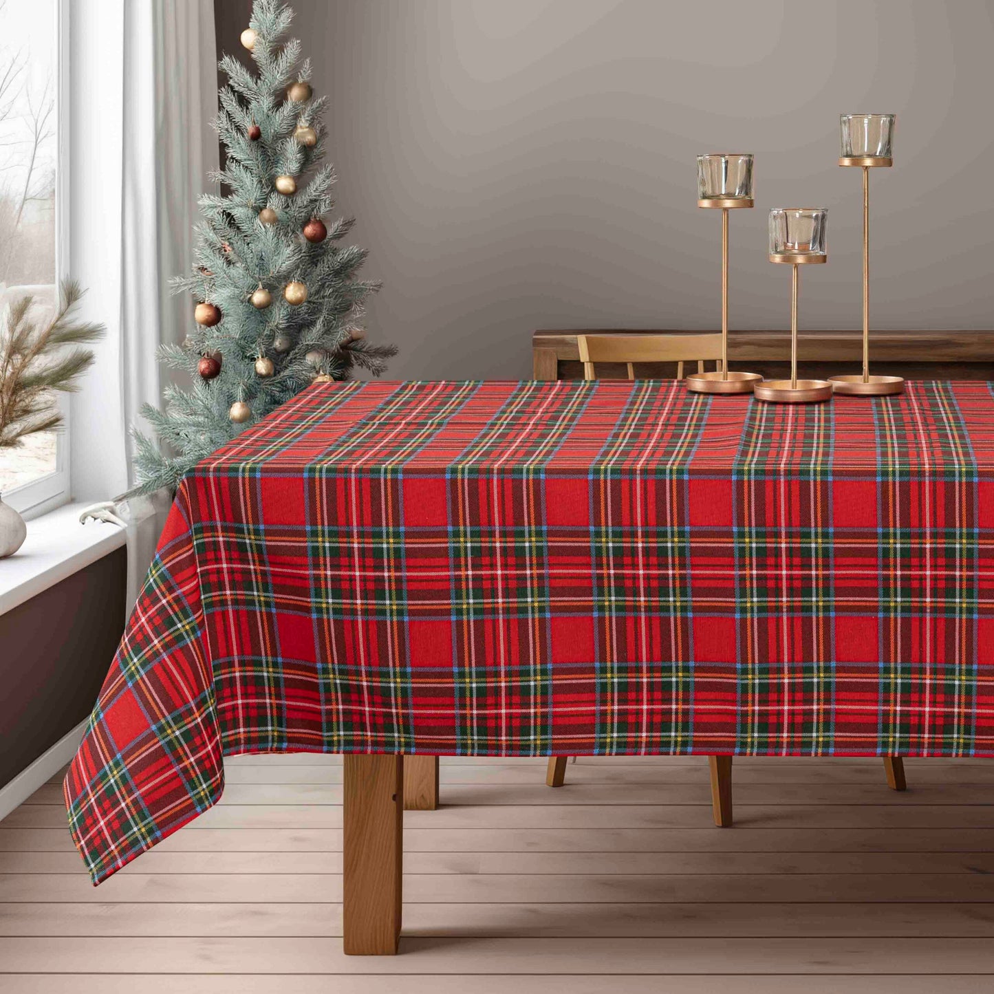 Τραπεζομάντηλο Καρώ Κόκκινο/Πράσινο 135x220εκ