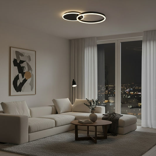 VENOM KLV-101-0181 Φωτιστικό Οροφής LED 45W 4500lm 360° AC 220-240V IP20 Ρυθμιζόμενο Λευκό CCT με Χειριστήριο από 2700K έως 6000K Dimmable - Lumileds SMD Chip - Μαύρο Ματ - Μ60 x Π40 x Υ7.5