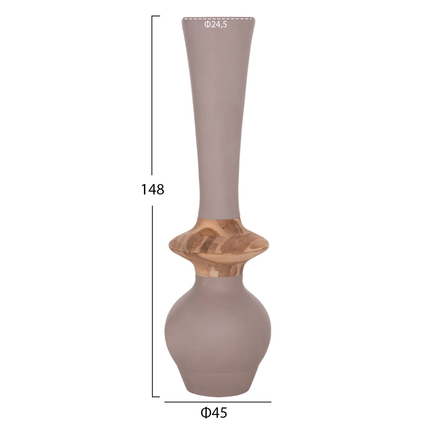 ΔΙΑΚΟΣΜΗΤΙΚΟ ΒΑΖΟ ΔΑΠΕΔΟΥ NEBULA FIBER CEMENT TAUPE ΞΥΛΟ ΤΕΑΚ Φ45x148