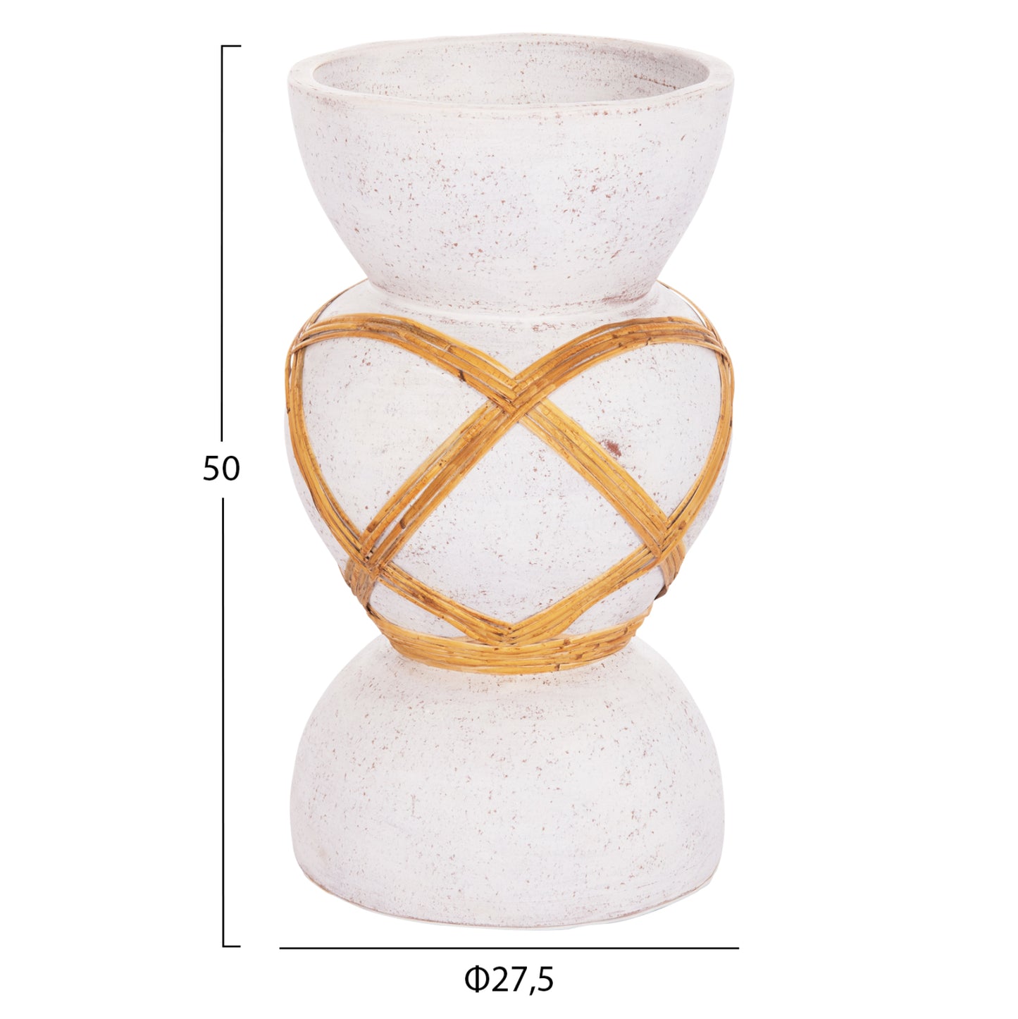 ΔΙΑΚΟΣΜΗΤΙΚΟ ΒΑΖΟ ΔΑΠΕΔΟΥ MAYNARD TERRACOTTA ΛΕΥΚΟ RATTAN Φ27.5x50