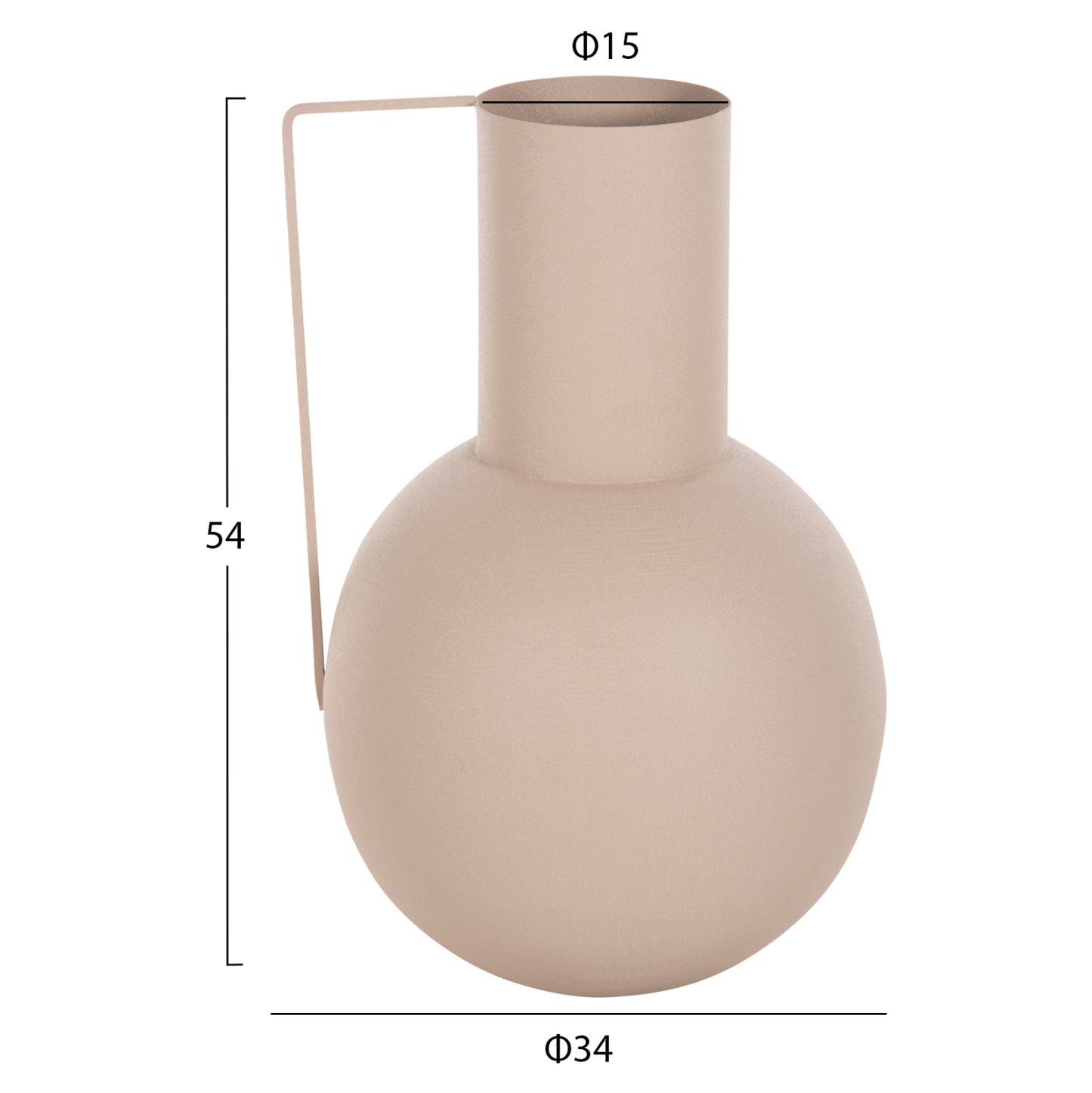 DECORATIVE VASE FLAGON METAL IN ECRU D34x54