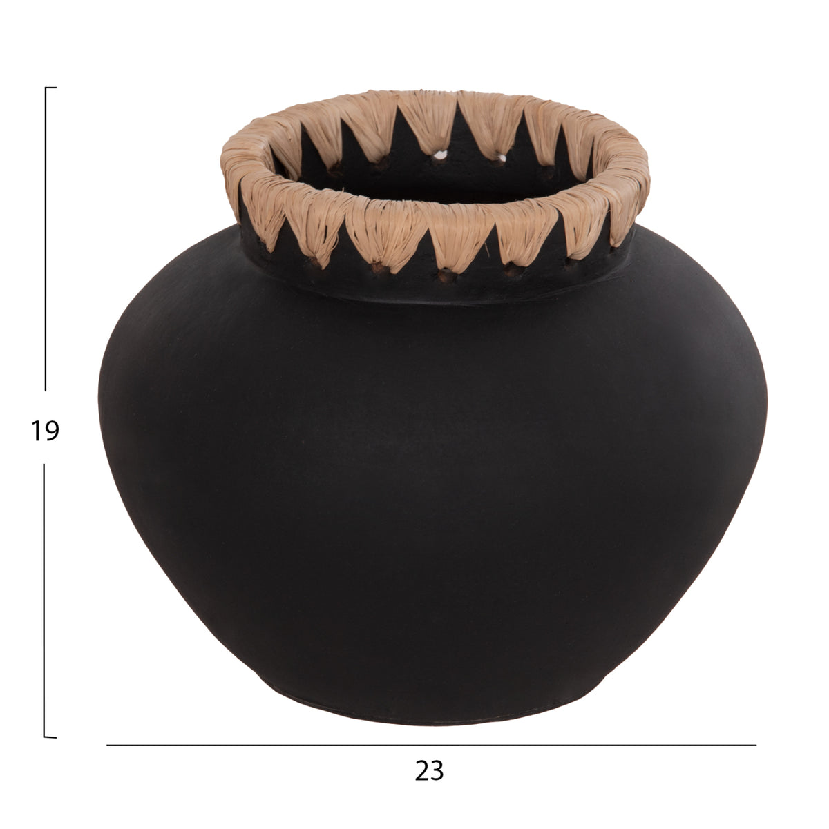 RENTON DECORATIVE VASE(S) TERRACOTTA BLACK WICKER WEAVE ON RIM D23x19