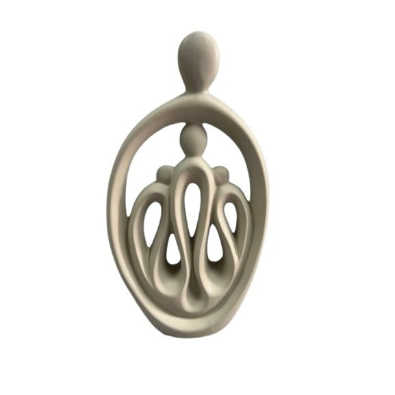 Κεραμική Ματ Μπεζ Διακοσμητική Φιγούρα Οικογένεια 17x8x30