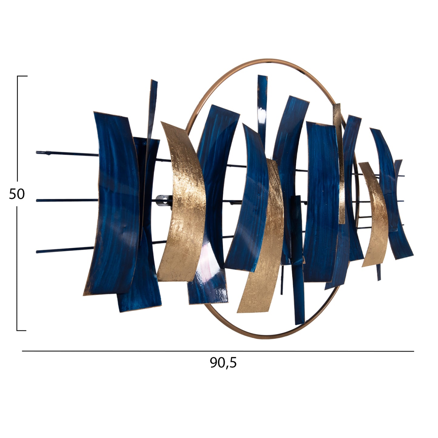 WALL DECORATION METAL IN BLUE GOLD 90.5x50cm