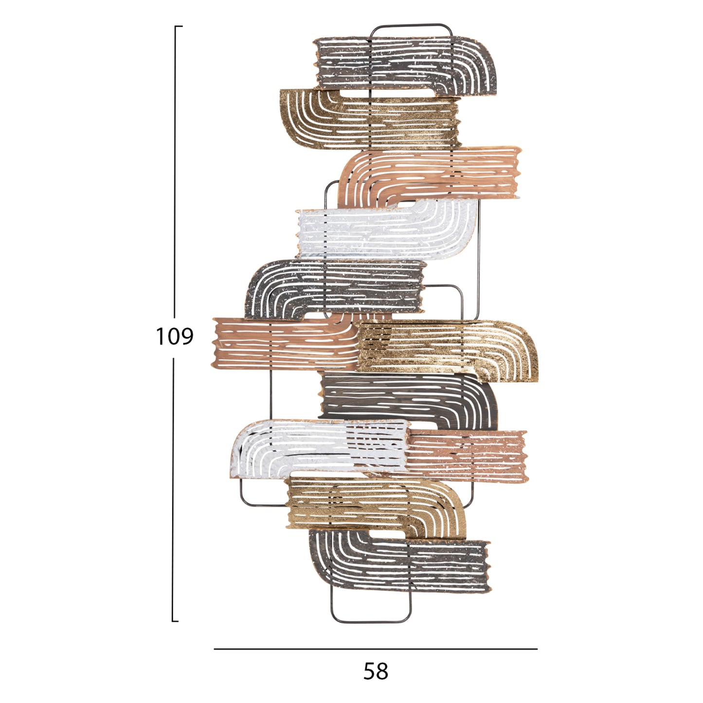 METAL WALL DECORATION IN VARIOUS COLORS 58x4x109