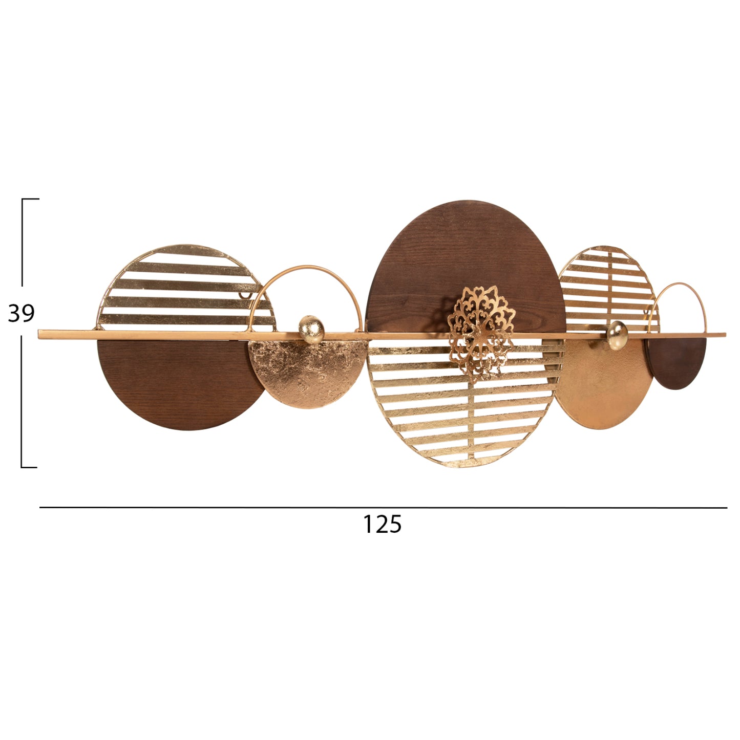 METAL WALL DECORATION IN BROWN GOLD 125x39cm