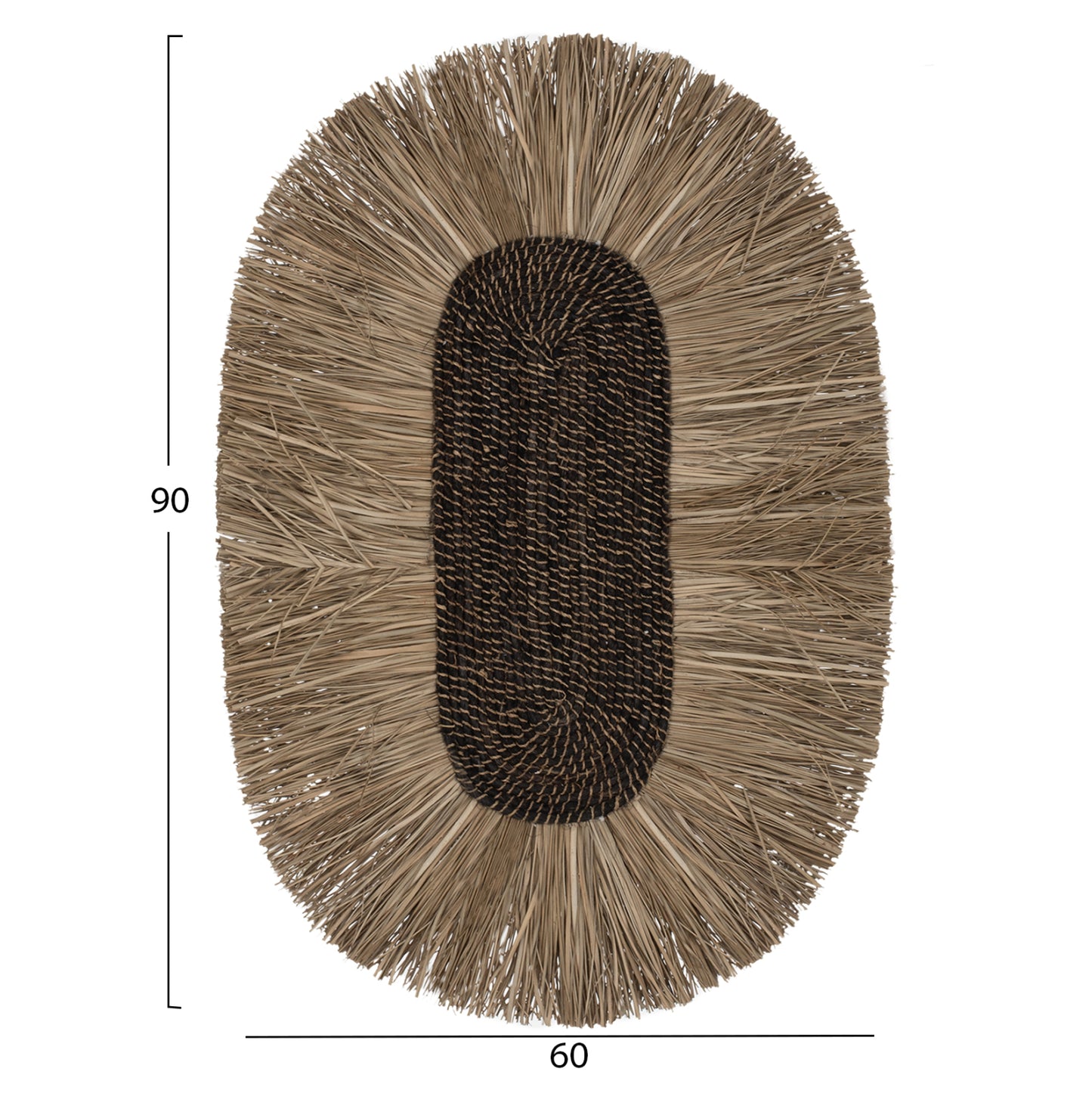 OVAL WALL DECORATION FROM GRASS AND ABACA FIBERS IN NATURAL COLOR 60x5x90