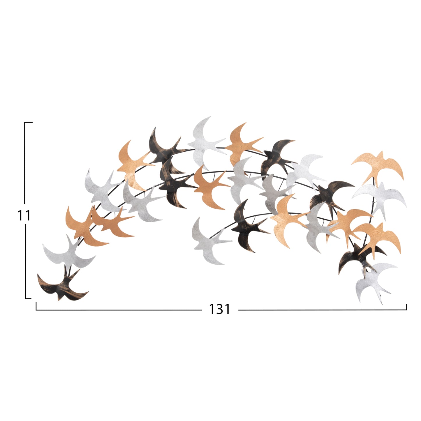 WALL DECORATION BIRDS METAL MULTICOLOR 131x11x70