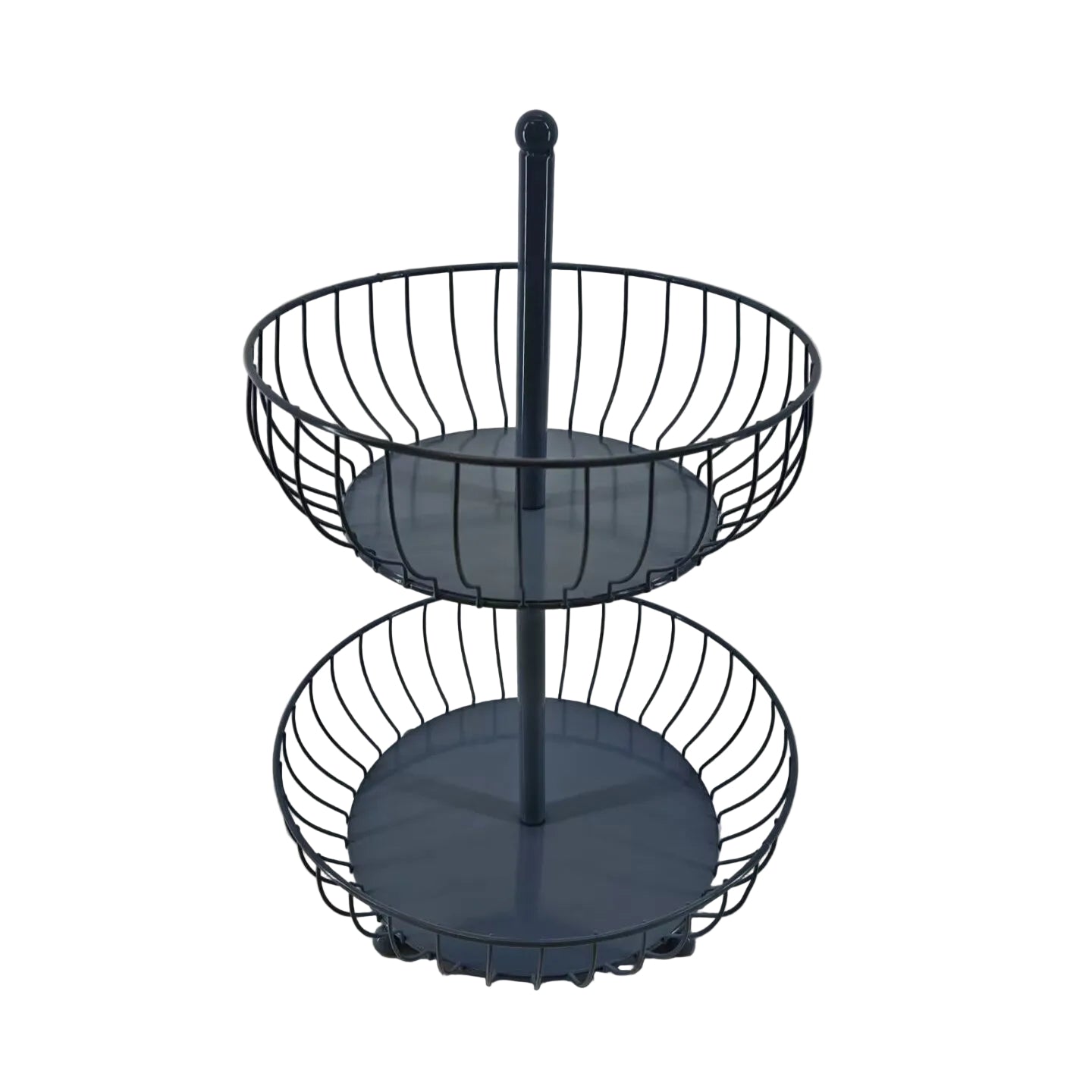 Μεταλλική Φρουτιέρα 2 Θέσεων Γκρι 32.5x32.5x45