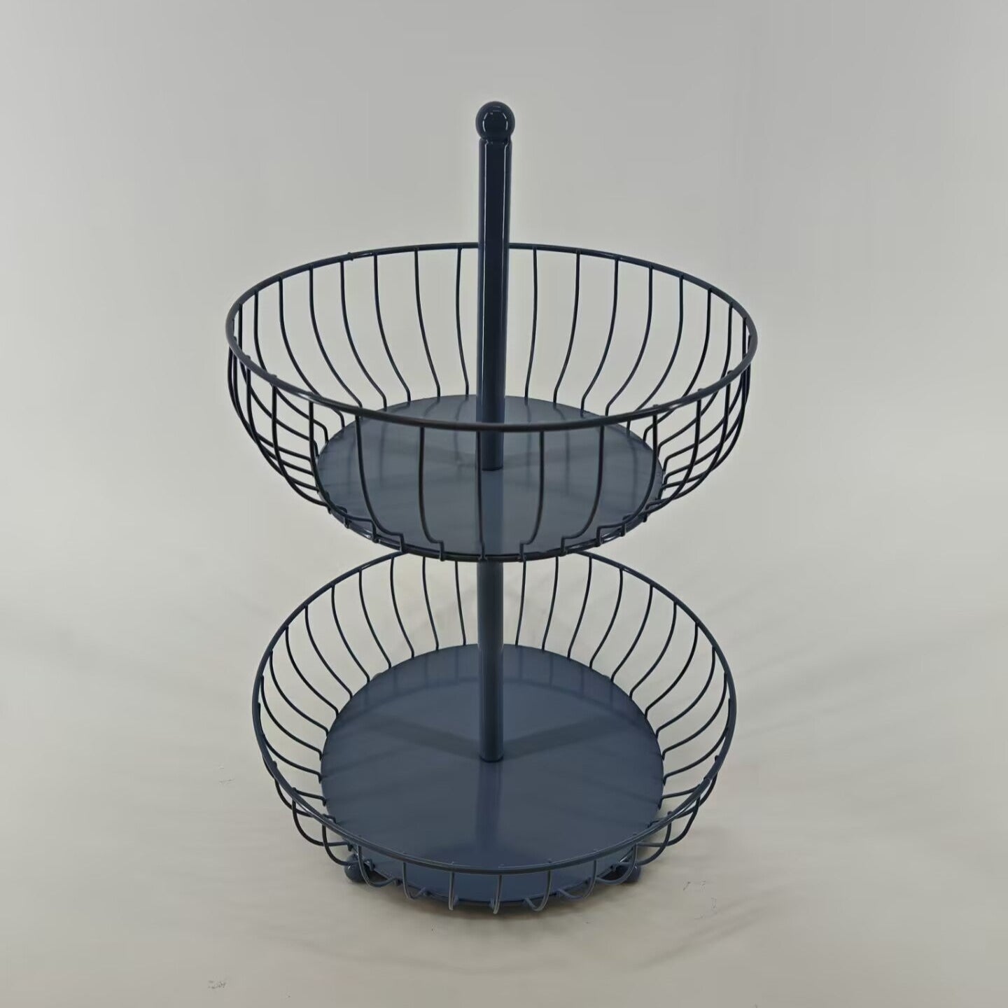 Μεταλλική Φρουτιέρα 2 Θέσεων Γκρι 32.5x32.5x45