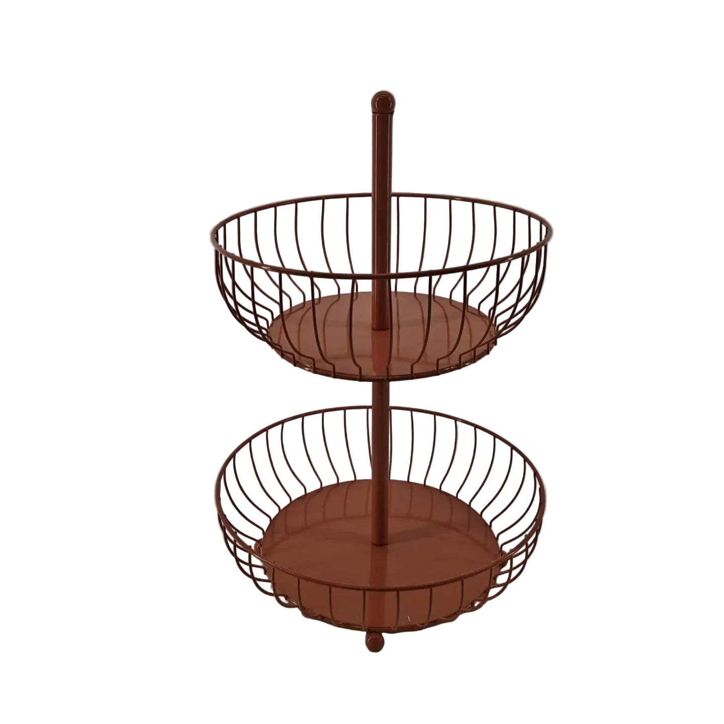 Μεταλλική Φρουτιέρα 2 Θέσεων Καφέ 32.5x32.5x45