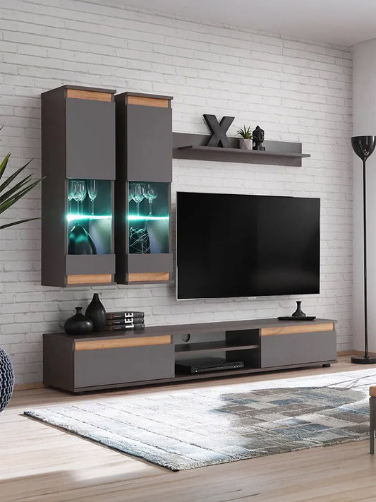 Σύνθετο Σαλονιού Musa Ανθρακί 175x37x150