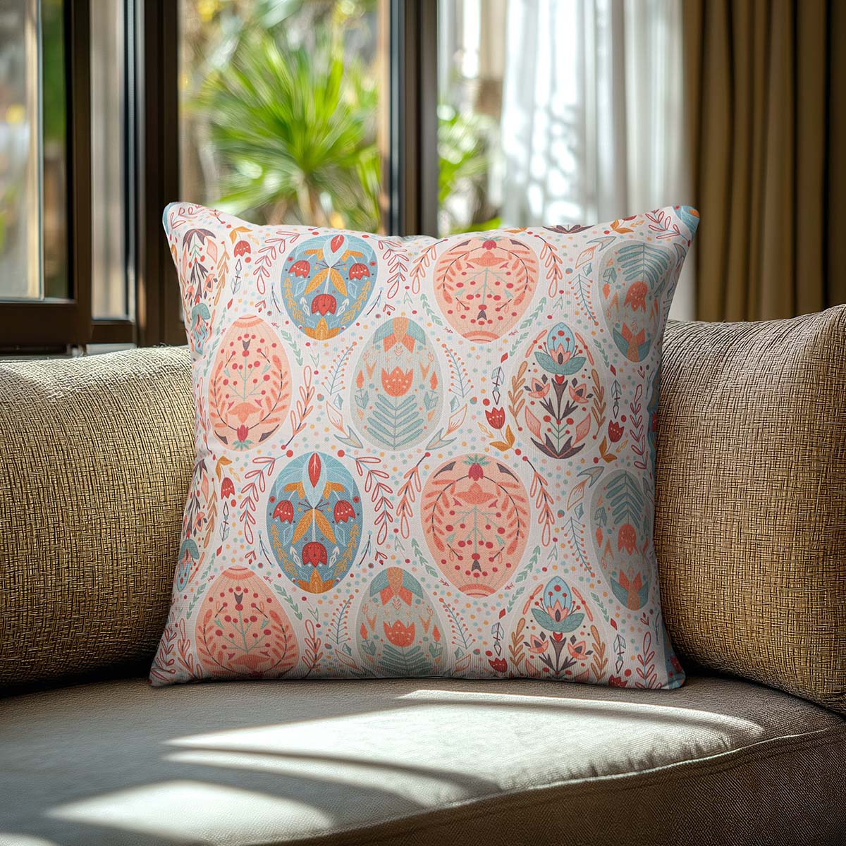 Μαξιλαροθήκη Αυγά σε Παστέλ Αποχρώσεις 40x40εκ