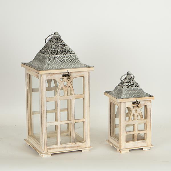 S/2 ΦΑΝΑΡΙΑ ΜΕΤΑΛΛΙΚA-ΞΥΛΙΝΑ NATURAL 19x19x40.5 / 13x13x26.5