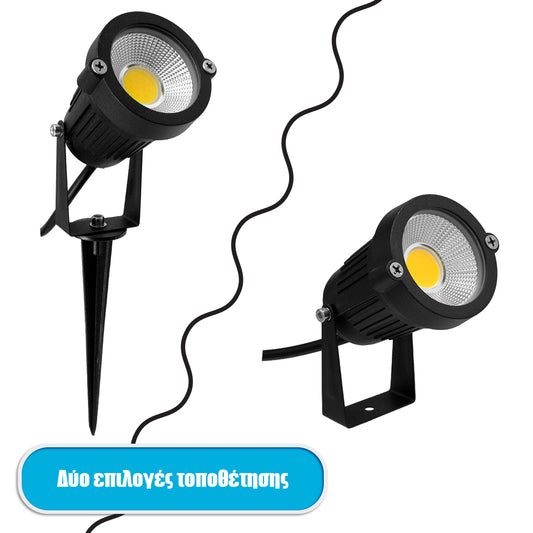 TREECOBO 75583 Φωτιστικό Σποτ για Φυτά - Δέντρα με Βάση Κήπου / Καρφωτό LED 10W 1100lm 35° DC 12-24V Αδιάβροχο IP67 Θερμό Λευκό 2700K Dimmable - Bridgelux COB Chip - Μαύρο - Μ6 x Π6 x Υ12.5