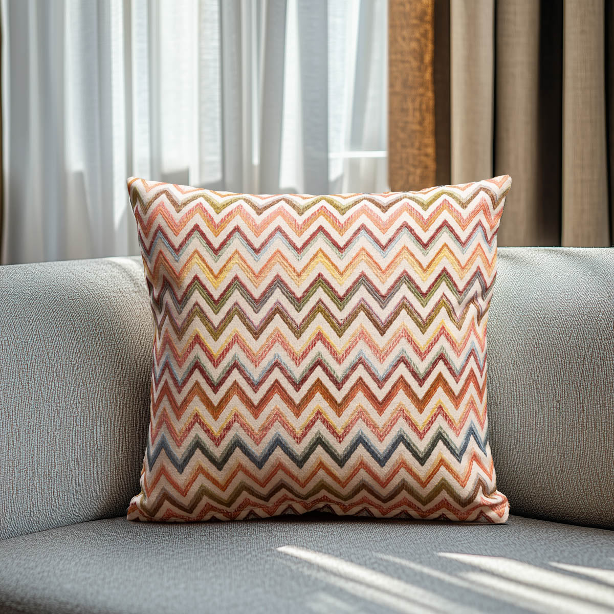 Μαξιλαροθήκη Στόφα Ινδικό Ζικ Ζαγκ 45x45εκ