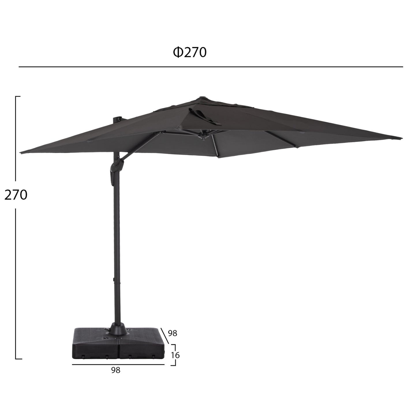 ΕΠΑΓΓΕΛΜΑΤΙΚΗ ΟΜΠΡΕΛΑ ΜΕ ΒΑΣΗ ΝΕΡΟΥ JAVANTE ΓΚΡΙ ΑΛΟΥΜ. & ΠΑΝΙ 2.7x2.7m