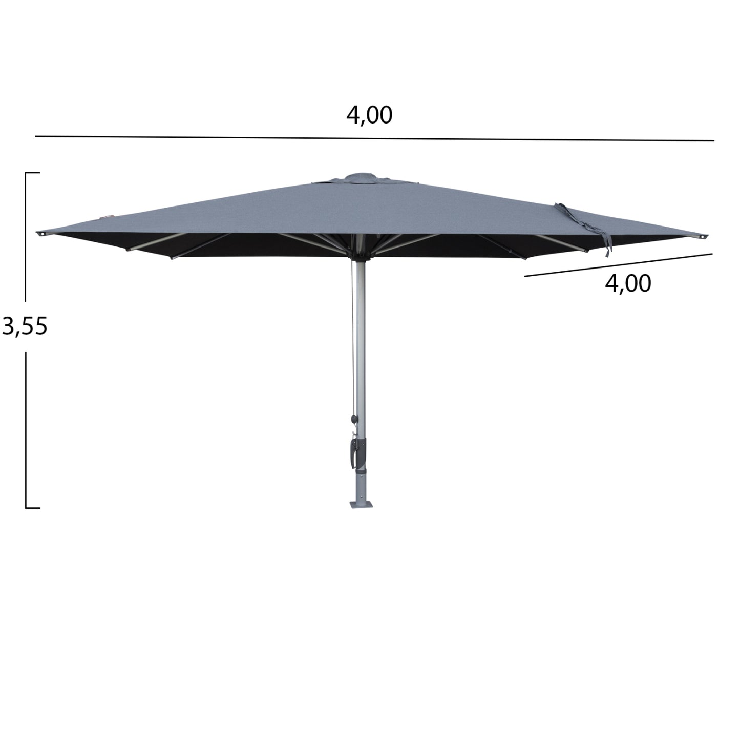 PROFESSIONAL UMBRELLA GLADELL ANODIZED ALUMINUM ACRYLIC FABRIC 4x4x3.55m