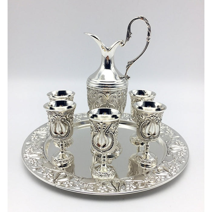 Επάργυρα Ποτήρια Λικέρ με Κανατάκι και Δίσκο Σετ 8 Τεμ