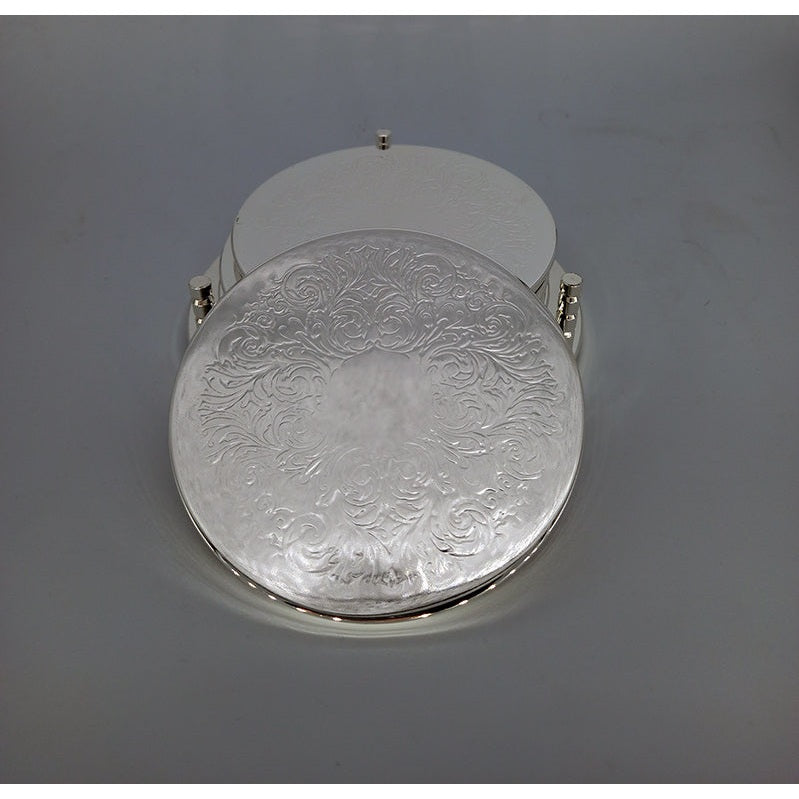 Σετ 6 Επάργυρα Στρογγυλά Σουβέρ με Βάση 10εκ