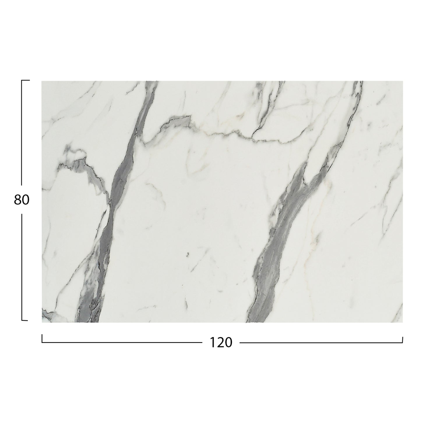 HPL TABLE TOP RECTANGULAR WHITE MARBLE 120x80cm
