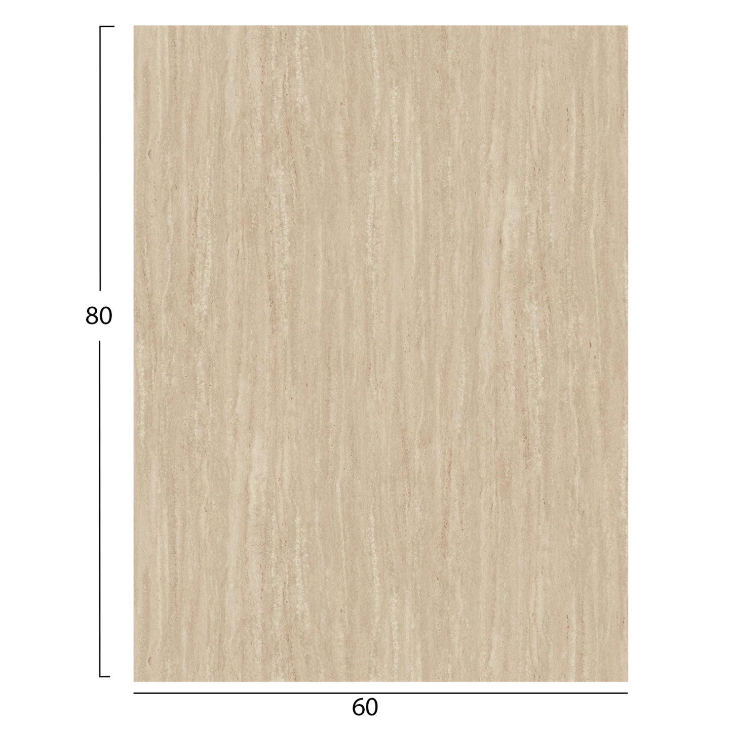 RECTANGULAR HPL TABLETOP TRAVERTINE STONE 60x80cm