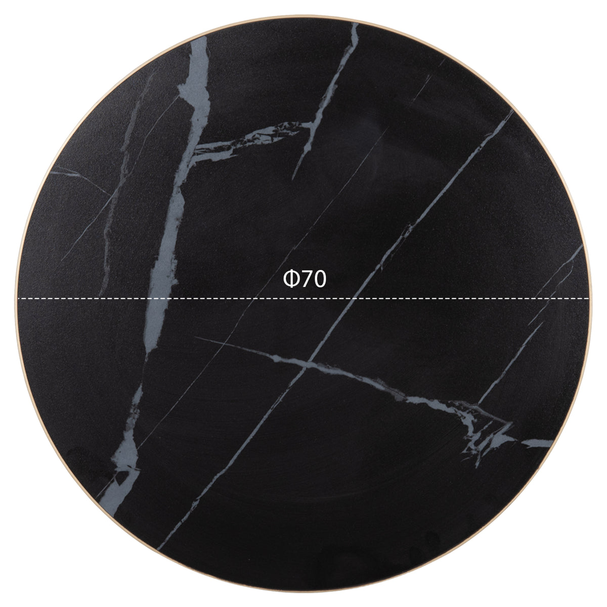 ΕΠΙΦΑΝΕΙΑ ΤΡΑΠΕΖΙΟΥ SINTERED STONE BLACK MARBLE ΠΛΑΙΣΙΟ ALU ΧΡΥΣΟ Φ70εκ