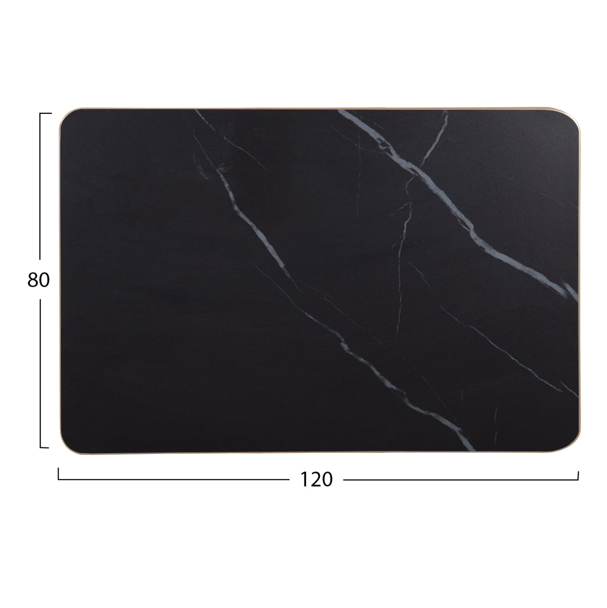 TABLETOP SINTERED STONE BLACK MARBLE GOLD ALU FRAME 120x80cm