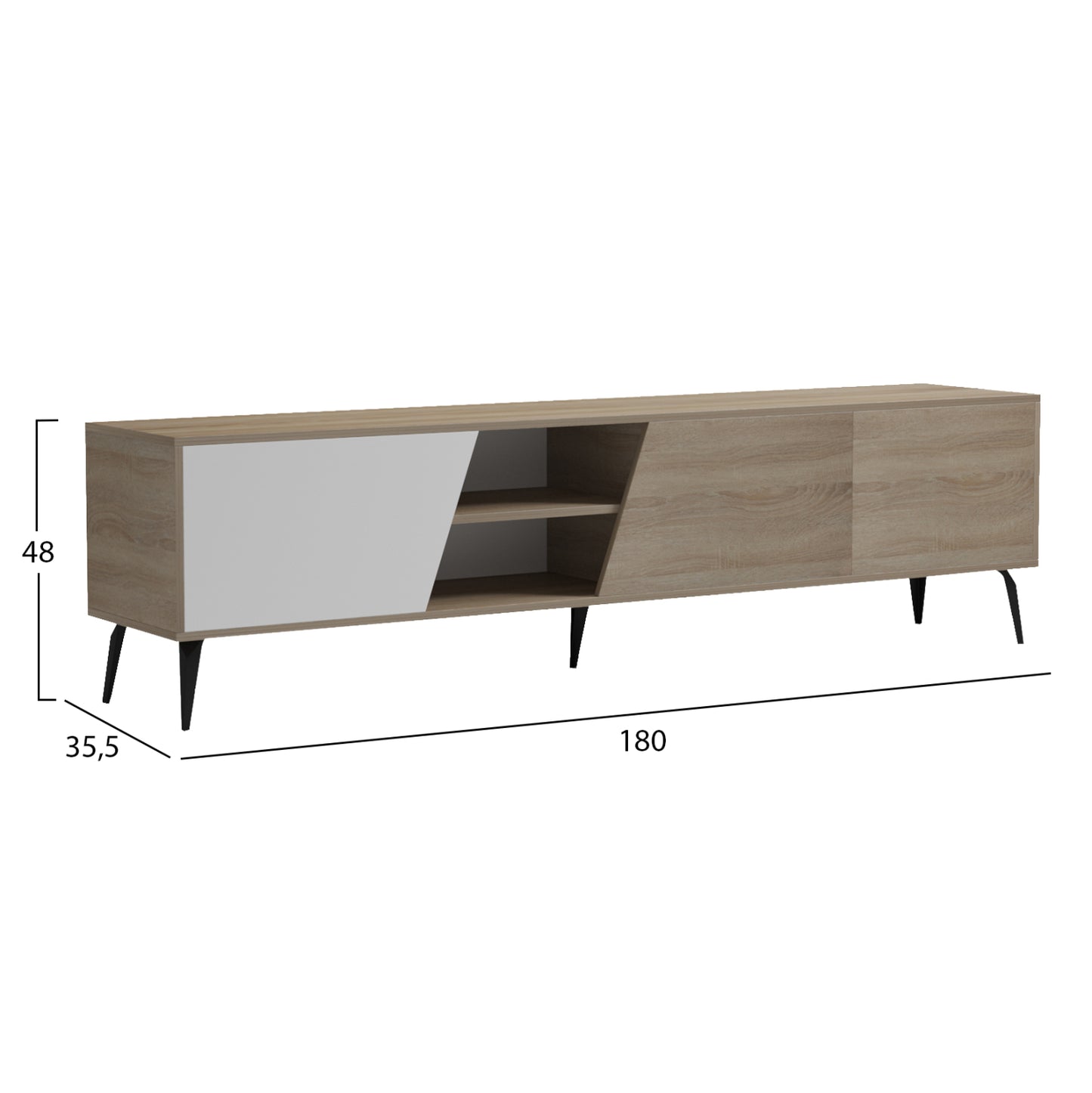 ΕΠΙΠΛΟ ΤΗΛΕΟΡΑΣΗΣ CATERRA ΜΕΛΑΜΙΝΗ SONAMA/ΛΕΥΚΟ 180x35.5x48