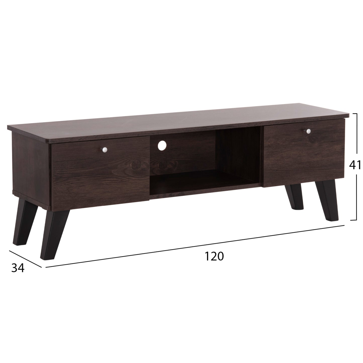 TV STAND IREN MELAMINE IN WALNUT BLACK 120x32,5-34x41
