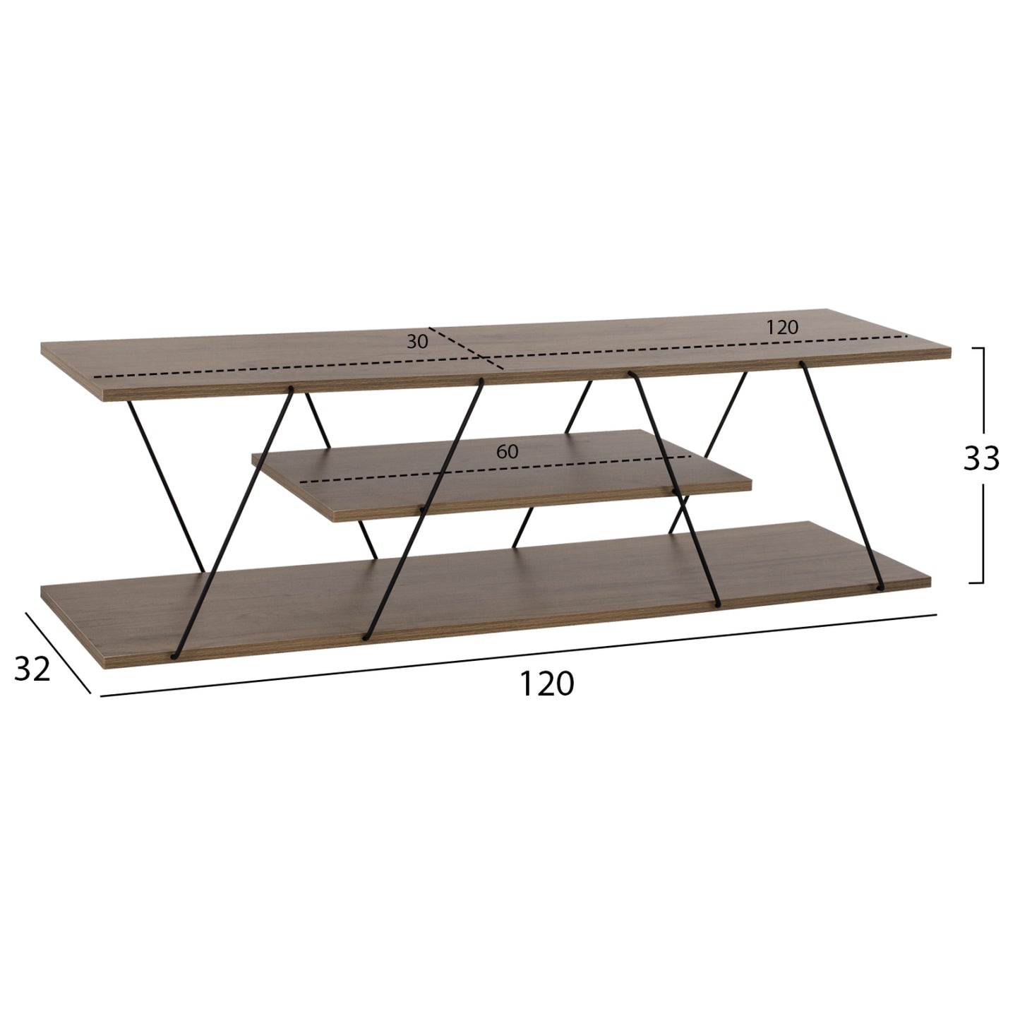 ΕΠΙΠΛΟ ΤΗΛΕΟΡΑΣΗΣ TARS ΜΕΛΑΜΙΝΗ OLIVE GREY 120x32x33